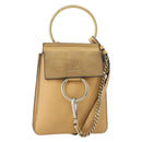 Chloe Fay Shoulder Bag Suede Beige Gold Tone Auth 201285-1