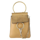 Chloe Fay Shoulder Bag Suede Beige Gold Tone Auth 201285-2
