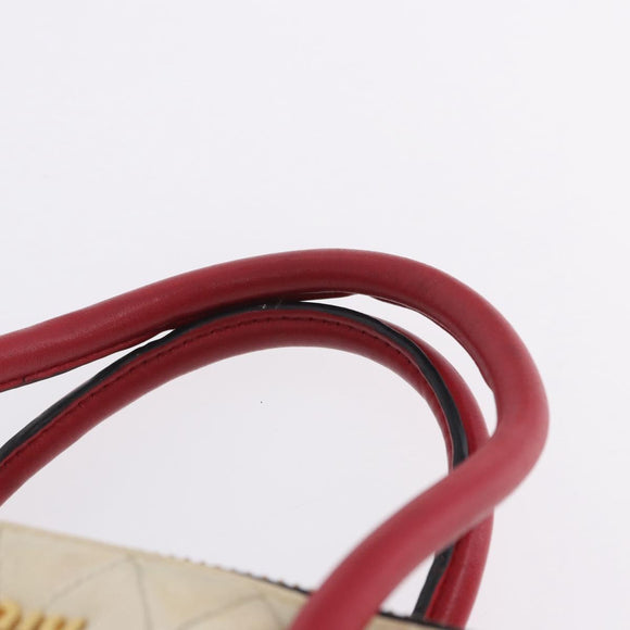Miu Miu Biker Matelasse Hand Bag Leather 2way Ivory Red Auth 201287