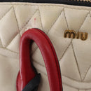 Miu Miu Biker Matelasse Hand Bag Leather 2way Ivory Red Auth 201287-19