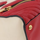 Miu Miu Biker Matelasse Hand Bag Leather 2way Ivory Red Auth 201287-22