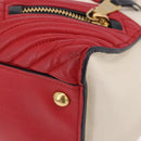 Miu Miu Biker Matelasse Hand Bag Leather 2way Ivory Red Auth 201287-23