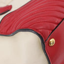 Miu Miu Biker Matelasse Hand Bag Leather 2way Ivory Red Auth 201287-24