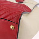 Miu Miu Biker Matelasse Hand Bag Leather 2way Ivory Red Auth 201287-25