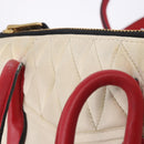 Miu Miu Biker Matelasse Hand Bag Leather 2way Ivory Red Auth 201287-26