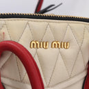 Miu Miu Biker Matelasse Hand Bag Leather 2way Ivory Red Auth 201287-27