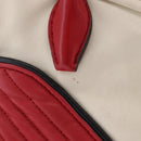 Miu Miu Biker Matelasse Hand Bag Leather 2way Ivory Red Auth 201287-3