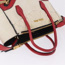 Miu Miu Biker Matelasse Hand Bag Leather 2way Ivory Red Auth 201287-8