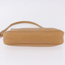 Salvatore Ferragamo Accessory Pouch Leather Beige Silver Auth 201289A-13