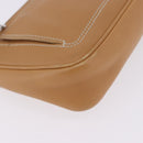 Salvatore Ferragamo Accessory Pouch Leather Beige Silver Auth 201289A-14