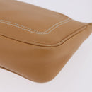 Salvatore Ferragamo Accessory Pouch Leather Beige Silver Auth 201289A-15