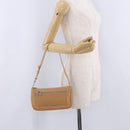 Salvatore Ferragamo Accessory Pouch Leather Beige Silver Auth 201289A-27