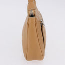 Salvatore Ferragamo Accessory Pouch Leather Beige Silver Auth 201289A-6