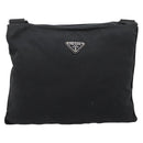 PRADA Shoulder Bag Nylon Black Silver Auth 201298-2