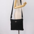 PRADA Shoulder Bag Nylon Black Silver Auth 201298-22