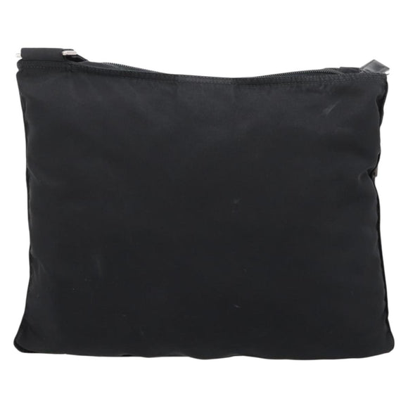 PRADA Shoulder Bag Nylon Black Silver Auth 201298