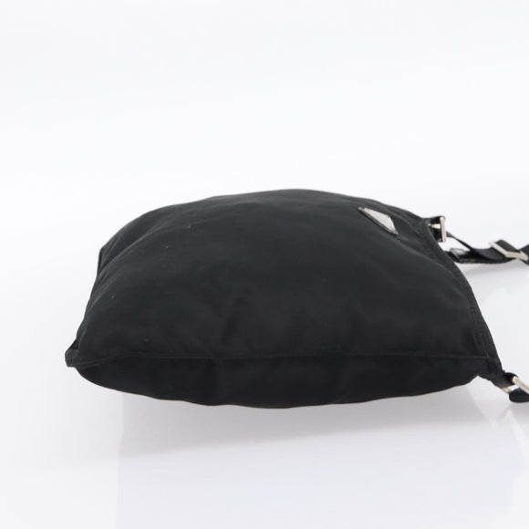 PRADA Shoulder Bag Nylon Black Silver Auth 201298