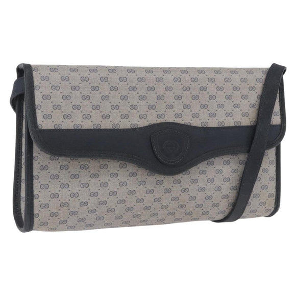 GUCCI Micro GG Shoulder Bag PVC Leather Navy Gold Tone 004 098 0670 Auth 201300