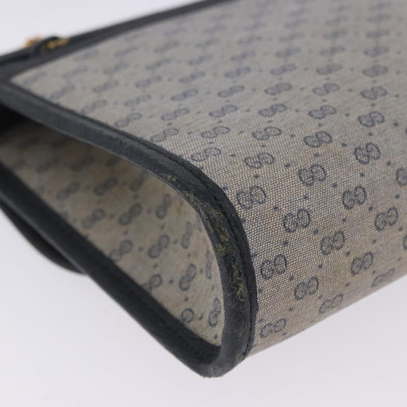 GUCCI Micro GG Shoulder Bag PVC Leather Navy Gold Tone 004 098 0670 Auth 201300