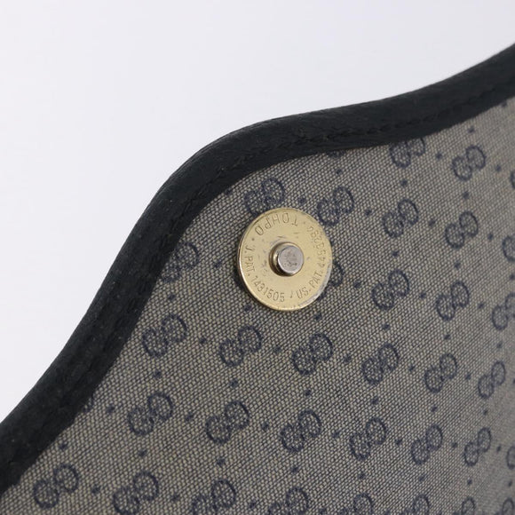 GUCCI Micro GG Shoulder Bag PVC Leather Navy Gold Tone 004 098 0670 Auth 201300