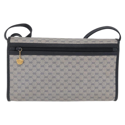 GUCCI Micro GG Shoulder Bag PVC Leather Navy Gold Tone 004 098 0670 Auth 201300 - 0