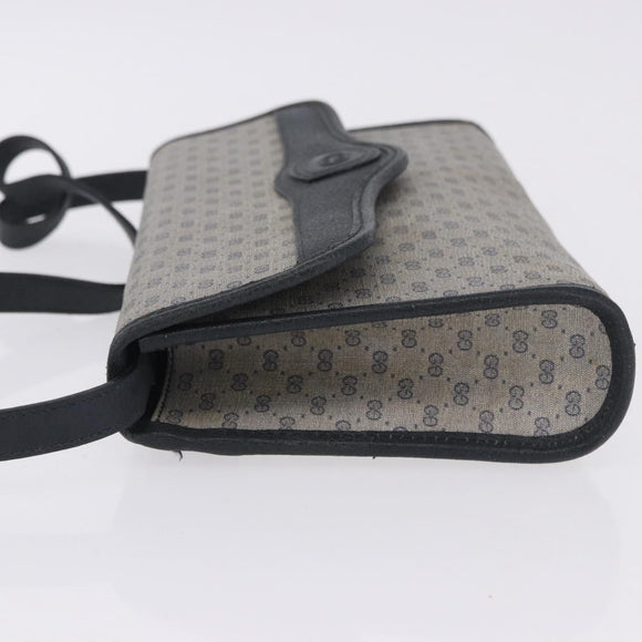 GUCCI Micro GG Shoulder Bag PVC Leather Navy Gold Tone 004 098 0670 Auth 201300