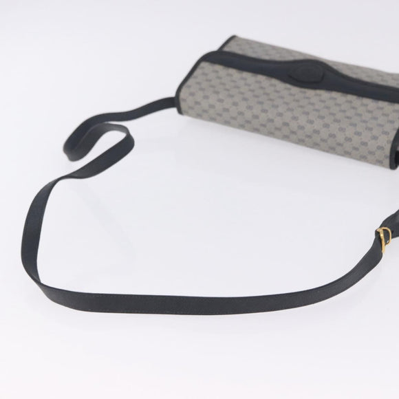 GUCCI Micro GG Shoulder Bag PVC Leather Navy Gold Tone 004 098 0670 Auth 201300