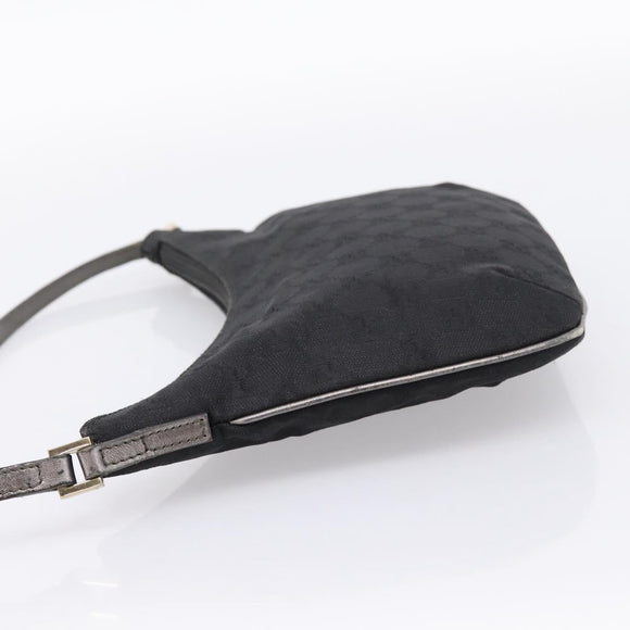 GUCCI GG Canvas Hand Bag Black Gold Tone 005 0813 Auth 201302