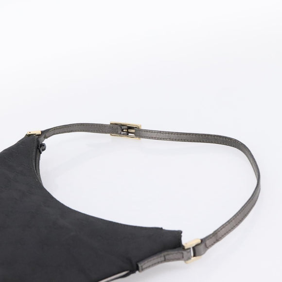 GUCCI GG Canvas Hand Bag Black Gold Tone 005 0813 Auth 201302