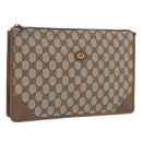 GUCCI GG Supreme Clutch Bag PVC Beige Gold Tone 89 01 029 Auth 201303-1