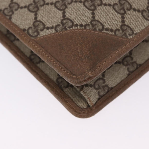 GUCCI GG Supreme Clutch Bag PVC Beige Gold Tone 89 01 029 Auth 201303