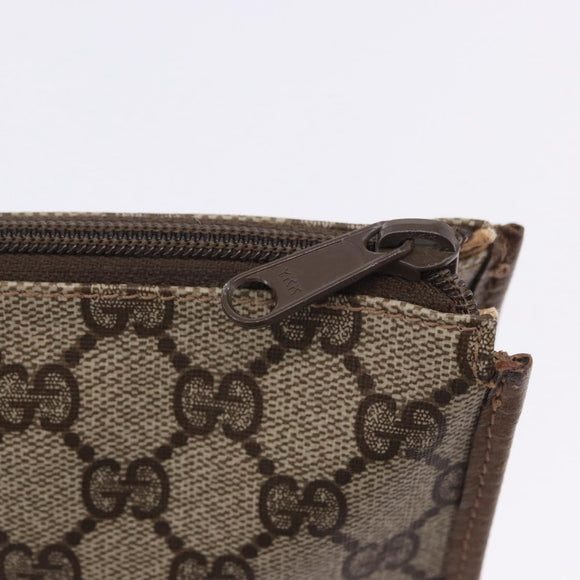 GUCCI GG Supreme Clutch Bag PVC Beige Gold Tone 89 01 029 Auth 201303