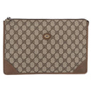 GUCCI GG Supreme Clutch Bag PVC Beige Gold Tone 89 01 029 Auth 201303-13