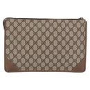 GUCCI GG Supreme Clutch Bag PVC Beige Gold Tone 89 01 029 Auth 201303-2