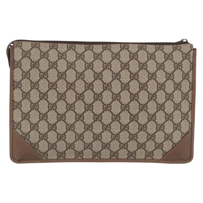 GUCCI GG Supreme Clutch Bag PVC Beige Gold Tone 89 01 029 Auth 201303 - 0