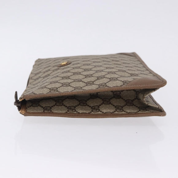 GUCCI GG Supreme Clutch Bag PVC Beige Gold Tone 89 01 029 Auth 201303
