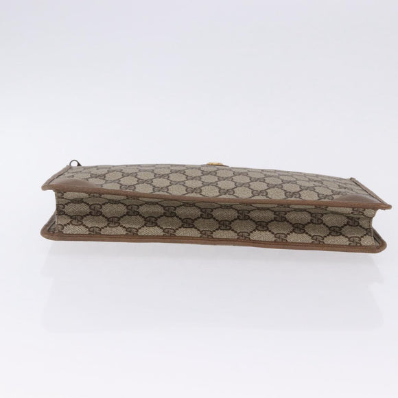 GUCCI GG Supreme Clutch Bag PVC Beige Gold Tone 89 01 029 Auth 201303