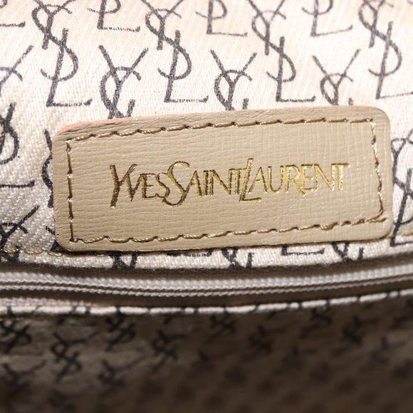 SAINT LAURENT Hand Bag PVC Leather Black Beige Auth 201308