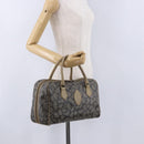 SAINT LAURENT Hand Bag PVC Leather Black Beige Auth 201308-23