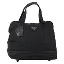 PRADA Boston Bag Nylon Black Silver Auth 201310-1