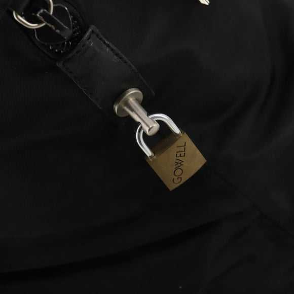 PRADA Boston Bag Nylon Black Silver Auth 201310