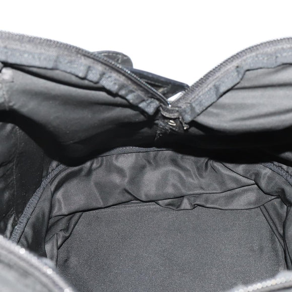 PRADA Boston Bag Nylon Black Silver Auth 201310