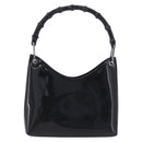 GUCCI Bamboo Hand Bag patent Black Silver 001 1998 Auth 201313-13