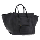 CELINE Luggage Phantom Shopper Hand Bag Leather Black Gold Tone Auth 201314V-1