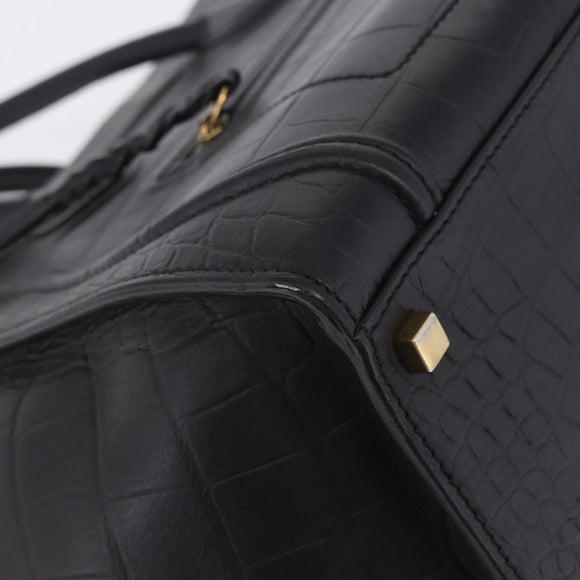 CELINE Luggage Phantom Shopper Hand Bag Leather Black Gold Tone Auth 201314V