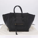 CELINE Luggage Phantom Shopper Hand Bag Leather Black Gold Tone Auth 201314V-12
