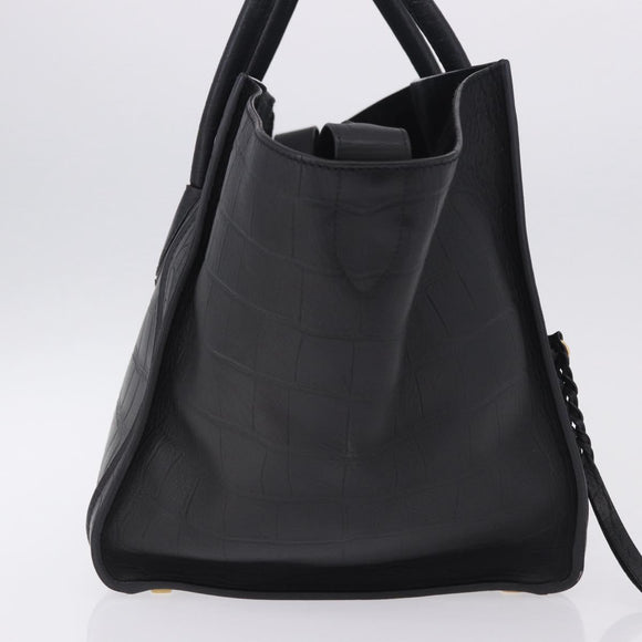CELINE Luggage Phantom Shopper Hand Bag Leather Black Gold Tone Auth 201314V