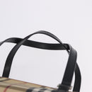 BURBERRY Nova Check Hand Bag PVC Leather Beige Silver Auth 201315V-14