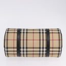 BURBERRY Nova Check Hand Bag PVC Leather Beige Silver Auth 201315V-7