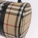 BURBERRY Nova Check Hand Bag PVC Leather Beige Silver Auth 201315V-16